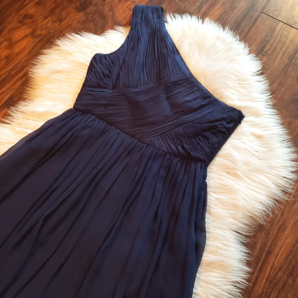 Tibi NWT Silk Chiffon Navy One Shoulder Dress - Picture 5 of 8